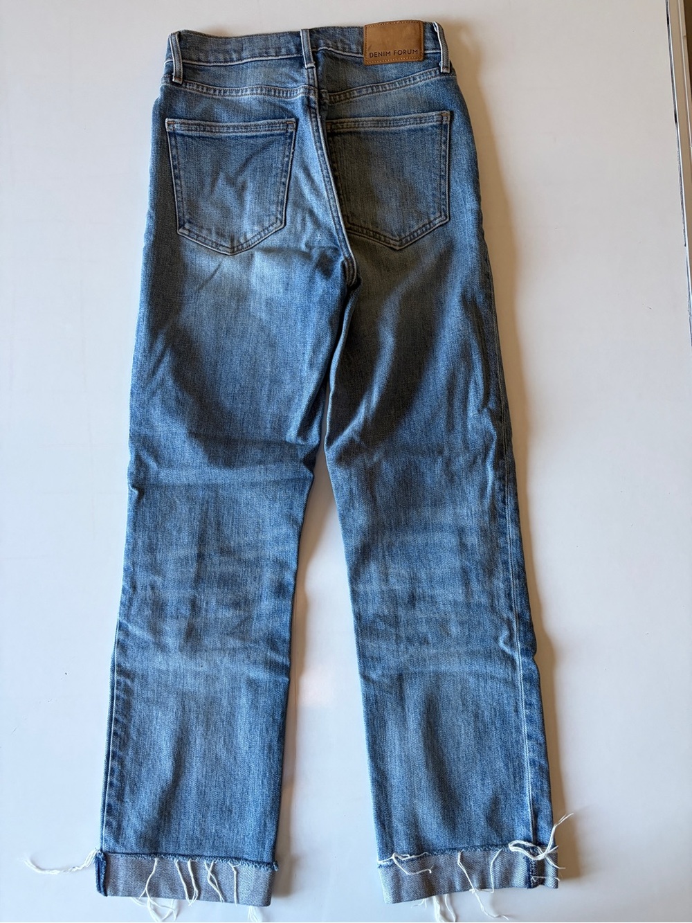 Denim forum arlo high rise straight distressed blue jeans women’s size 24 ankle - Picture 5 of 6